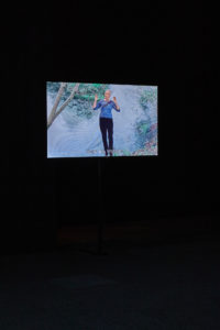 Graeme Atkins, Alex Monteith, Natalie Robertson, with work by Kahurangiariki Smith and Aroha Yates-Smith. He Tangi Aroha—Mama Don’t Cry, 2019 (install view). A collaboration between Kahurangiariki Smith and Aroha Yates-Smith video 16 mins 17 secs. Commissioned by Te Tuhi, Auckland, with support from Auckland University of Technology and University of Auckland. Photo by Sam Hartnett.