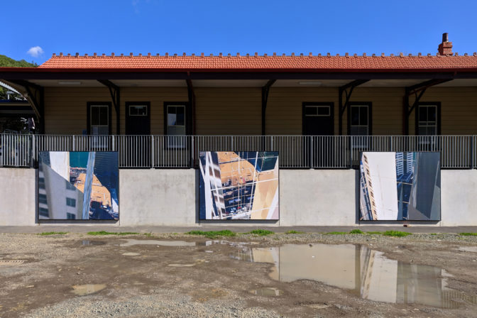 David Cowlard, Unreliable Landscapes – Downtown, Auckland, 2017 (I-III), 2019 (installation view). Commissioned by Te Tuhi, Auckland. Photo by Amy Weng.