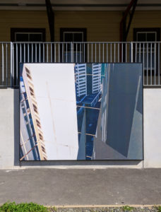 David Cowlard, Unreliable Landscapes – Downtown, Auckland, 2017 (I-III), 2019 (install view). Commissioned by Te Tuhi, Auckland. Photo by Amy Weng.