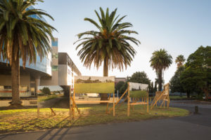 Dieneke Jansen, G. I. Areas A & B: Hoardings, 2015 (installation view). 68 Beach Rd, CBD Auckland. Photo by Sam Hartnett.