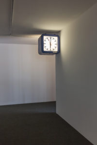 Toril Johannessen, Mean Time, 2011 (installation view). Dutch train station clock re-programmed so that the pace is contingent on the current global internet activity. Courtesy of the artist. Photo by Sam Hartnett.