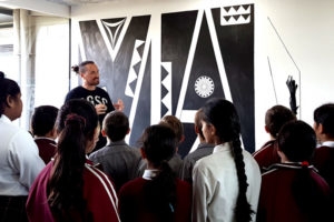 Numangatini Mackenzie talks to school students, 2019. Photo by Misong Kim.