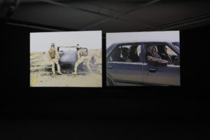 Omer Fast, The Casting, 2007 (installation view). Four channel video projection 35mm transferred to video, colour, sound 14 mins. Courtesy the artist and Arratia, Beer Gallery, Berlin. Photo by Sam Hartnett.
