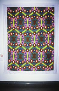 Tivaevae Taorei, 1988 (installation view). Casement cotton piecework. 2210mm x 2360mm.