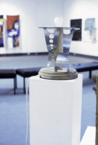 Palalagi Manetoa, Lamp, Futurist design, c.1992 (installation view). Wood, aluminium.