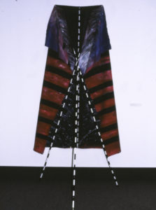 Phillipa Blair, South American Cloak, 1983 (installation view). Acrylic, cotton duck, bamboo, enamel. Loaned by Robinson Industries.