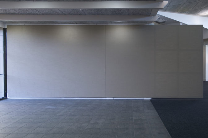 Andrew Barber, Wall Painting #3, 2009 (installation view). Stretched linen.