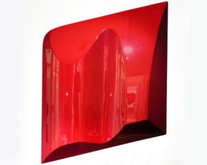 Sarah Munro, Blood Red Object ISO, 2008 (installation view). Automotive paint on hand laminated fibreglass support. Courtesy of Page Blackie, Pōneke Wellington.
