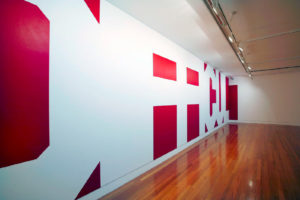 Rose Nolan, A Big Word: DIFFICULT, 2009 (installation view). Water based enamel on wall. Courtesy of Hamish McKay Gallery, Pōneke Wellington.