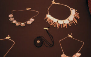 Toi Te Rito Maihi, Muka, shell and kawhai necklaces (installation view 1)