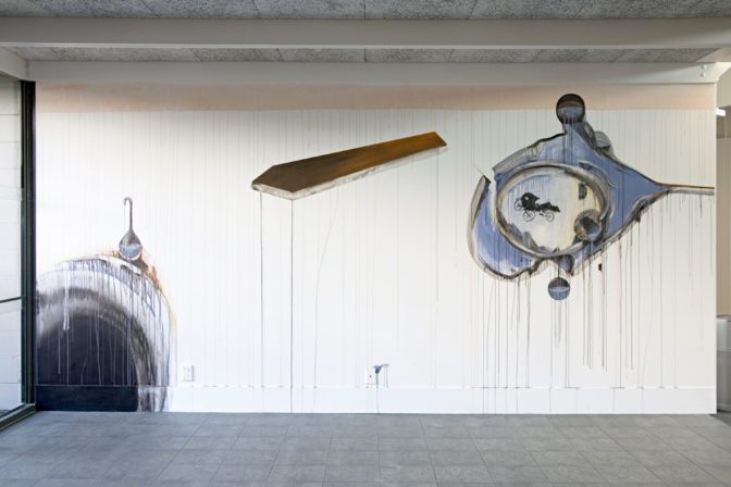 Simon Esling, Pascal’s Void, 2007 (installation view). Acrylic & ink on wall. Courtesy of the artist & Anna Bibby Gallery, Tāmaki Makaurau Auckland.