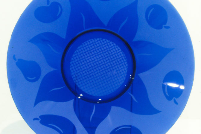 Clovis Viscoe, Blue Plate, 1993, sandblasted French glass
