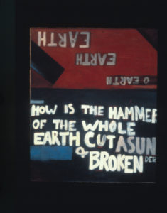 Colin McCahon, The Second Gate Series, Panel 1, 1962 (detail). Courtesy of National Art Gallery (Te Papa Tongarewa).