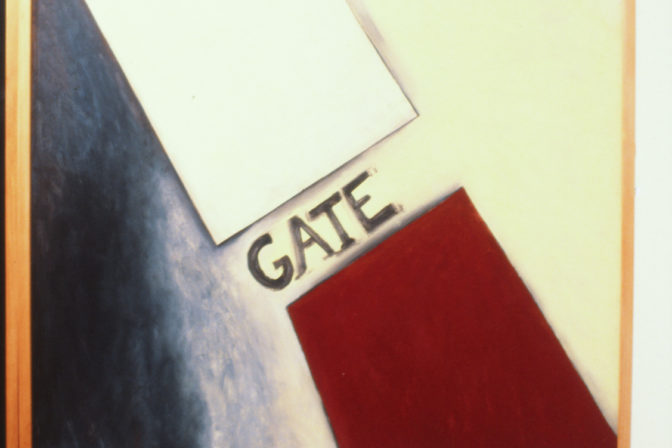 Colin McCahon, The Second Gate Series, Panel 16, 1962 (detail). Courtesy of National Art Gallery (Te Papa Tongarewa).