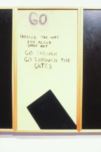 Colin McCahon, The Second Gate Series, Panel 10, 1962 (detail). Courtesy of National Art Gallery (Te Papa Tongarewa).