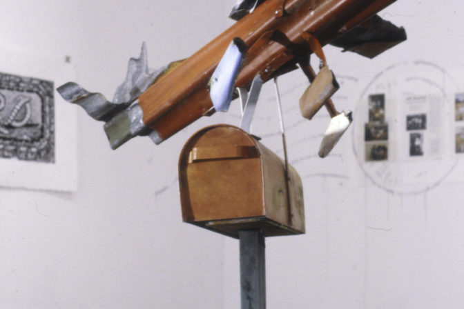 Jeff Thomson, Aeroplane Letter Box. Ready-made galvanised iron letterbox, corrugated iron.