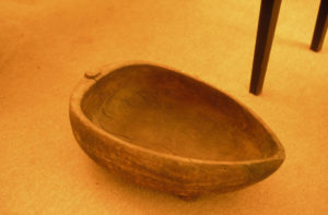 Jim Vivieaere, Inventory of an Urban Polynesian, 1996 (detail). Kumete (bowl), c.1800, Mauke, Cook Islands. Loaned by Auckland Museum.