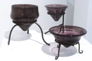 Mel Simpson, Table Centre Bowls With Metal Stands, Amethyst glass