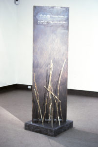 Shona Rapira Davies, Untitled, 2000 (installation view), door, graphite, pukeko bones