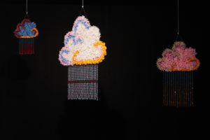 Sione Tuívailala Monū, ‘Ao kakala, 2021 (installation view). Plastic flowers, foam board, beads. Commissioned by Te Tuhi, Tāmaki Makaurau Auckland. Photo by Sam Hartnett.