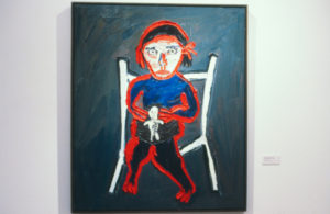 Davida Allen, Child on Chair with Doll, 1983. Oil on canvas. 1200mm x 1000mm.