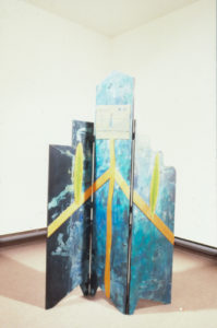 Denys Watkins, Piazza, 1987 (installation view). Oil, acrylic, wood.