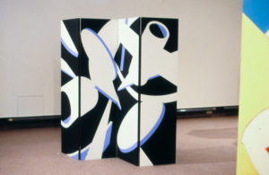 Graham Snowden, Untitled, 1985 (installation view). Spray, enamel, acrylic, oil on board.