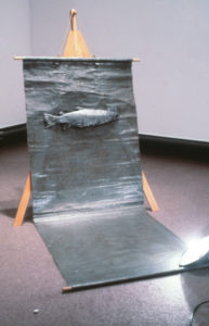 Greer Twiss, Show and Told, 1985. Lead and tawa. 1500mm x 2000mm x 1000mm.