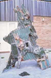 Jeff Thomson, Lower half North Island, 1987 (installation view). Iron, wood, paint.