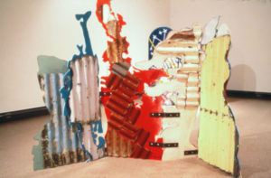 Jeff Thomson, Untitled, 1987 (installation view). Wood, iron, paint.