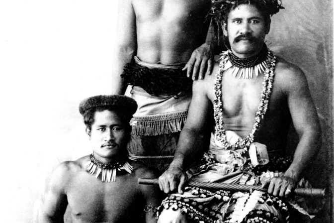 Unknown photographer, Samoan men, 1897. Negative no F137665 1-2. Collection of the Alexander Turnbull Library.