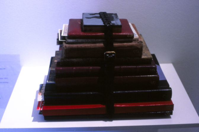 Carole Shepheard, Genealogy Part One – Discovery, 1997 (installation view). Constructed and found book objects.