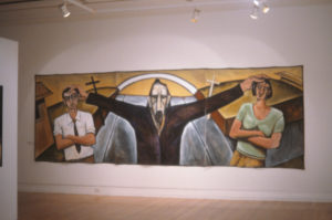 Nigel Brown, Get my Meaning, 1983. Acrylic on canvas, 3 panels.