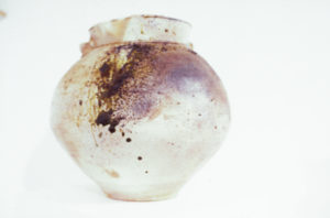Chester Nealie, Jar, 1990. Woodfired stoneware. 380mm x 380mm.