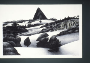Don Binney, Maungaroha Print, 1980. Stone lithograph. 600mm x 900mm.