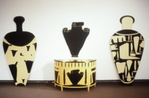 Gavin Chilcott, Pots, Poplars and Scrolls, A Day in Feisole, Johanna, Jeffery and Self, 1989 (installation view).