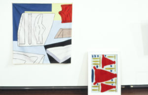 Gavin Chilcott, The Necropolis (left), 1983 (installation view). Acrylic on unstretched canvas. 1300mm x 1385mm.