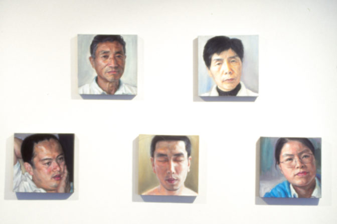 Haihui Wang, Family Tree, 2002 (installation view). Oil on canvas.