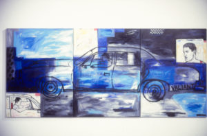 Jane Zusters, Boy-Bouy-Valiant (K-Road Heroes), 1987. Acrylic on stretched canvas. Each panel 1120mm x 840mm.