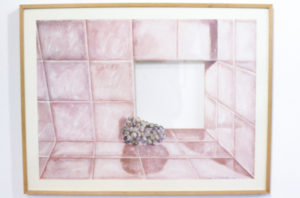 Terry Stringer, Grapes in a Frame, 1990. Pencil, wash. 590mm x 780mm.