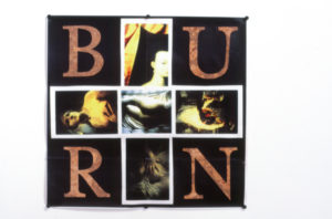 Deborah Smith, Burn & Wick, 1991 (detail). Laser prints, cork letters.