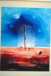 Juliet Batten, Against Broken Promises, Offering (Karaka for Ngati Te Ata), 1990 (detail). Acrylic, colour xerox, sand, fibre on paper.