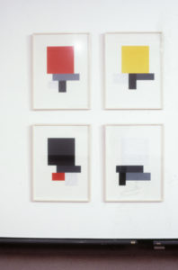 Milan Mrkusich, Fire, Water, Metal, Earth, studies for Chinese element series. Gouache on card. 490mm x 350mm each.
