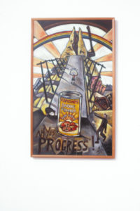 Nigel Brown, Damaged Landscape 5, Ah Yes Progress. Acrylic on board. 1220mm x 710mm.