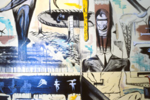 Bill Hammond, The Quik and the Ded, 1993 (detail). Acrylic on linen.