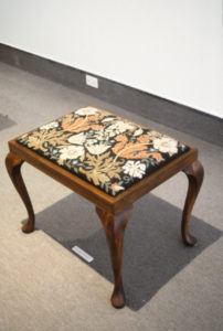 Monique Redmond, Earthly Paradise, 1994 (installation view). Embroidered footstool.