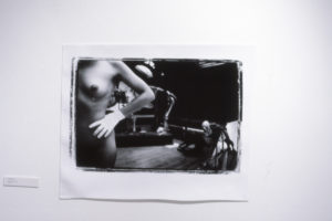Deborah Smith, Untitled, from gloved, 1995 (installation view). Silver gelatin print.