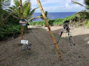 Mark and Ahi Cross, Niue resonator setup, as part of Kōea o Tāwhirimātea: Weather Choir, 2022. Image courtesy of the artists.