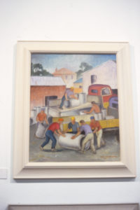 Adele Younghusband, Men loading lorries, (installation view).