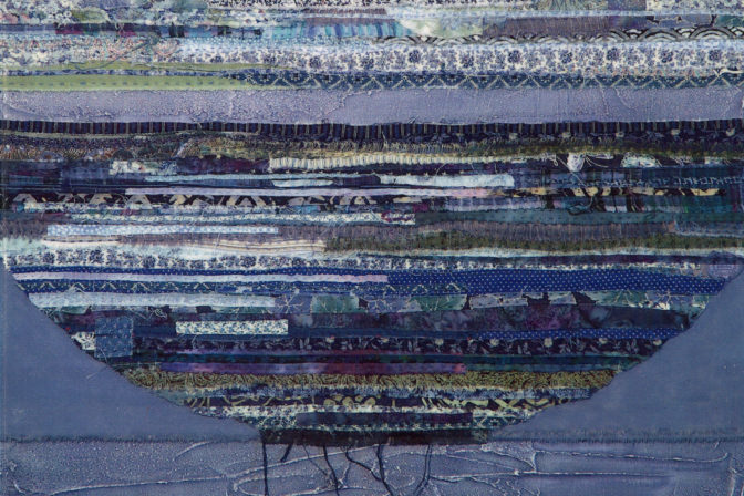 Ailie Snow, Apparent Horizons, 2004 (detail), cloth and stitch, canvas, gesso, paint